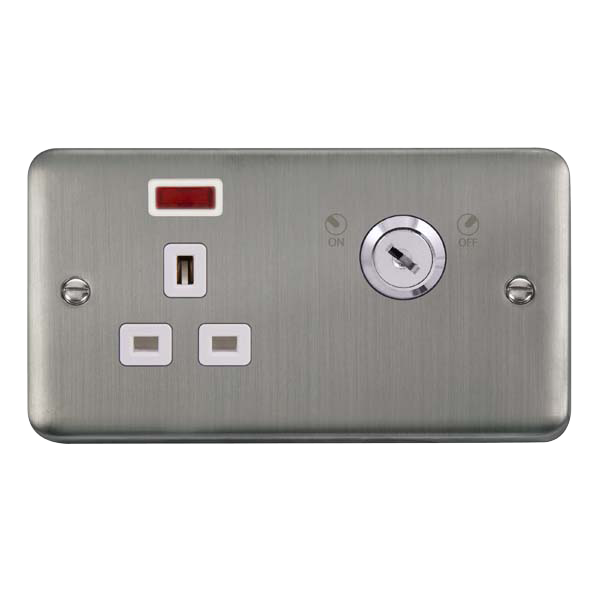 Scolmore DPSS655WH Deco Plus Stainless Steel 13a 1g Dp Lockable Skt Neon Deco+ Ss Wh  Scolmore - Sparks Warehouse
