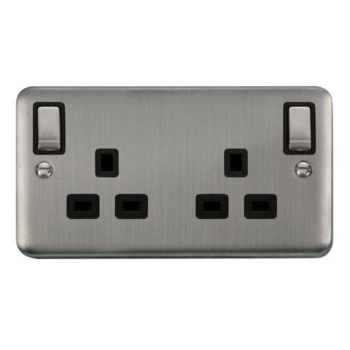 Scolmore DPSS836BK Deco Plus Stainless Steel Deco+ 13a 2gang Outboard Sw Skt Dp Ss Bk  Scolmore - Sparks Warehouse