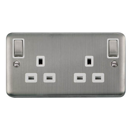 Scolmore DPSS836WH Deco Plus Stainless Steel Deco+ 13a 2gang Outboard Sw Skt Dp Ss Wh  Scolmore - Sparks Warehouse