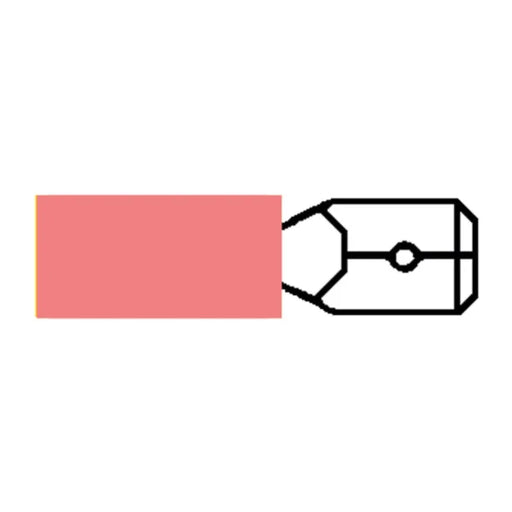 DURITE - Terminal Heatshrink Red 6.3mm Male Spade Pk100