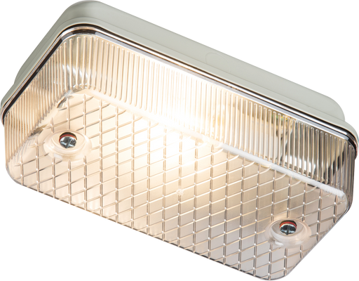 Knightsbridge E27PC IP65 100W (ES) Bulkhead E27 Clear PRISMATIC DIFFUSER & Aluminium BASE Outdoor Lighting Knightsbridge - Sparks Warehouse