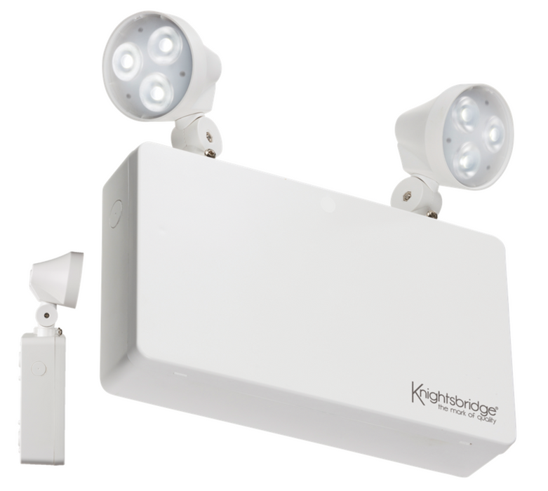 Knightsbridge EMTWINPC 230V IP20 6W LED Twin Emergency Spotlight Emergency Lighting Knightsbridge - Sparks Warehouse