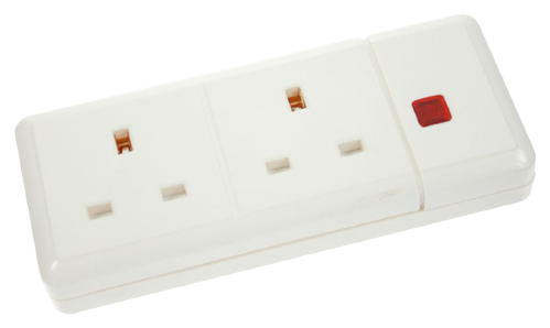 Scolmore ES002 - 13A 2 Gang Trailing Socket With Neon - White Essentials Scolmore - Sparks Warehouse