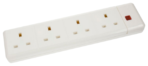 Scolmore ES003 - 13A 4 Gang Trailing Socket With Neon - White Essentials Scolmore - Sparks Warehouse