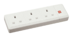 Scolmore ES008 - 13A 3 Gang Trailing Socket With Neon - White Essentials Scolmore - Sparks Warehouse