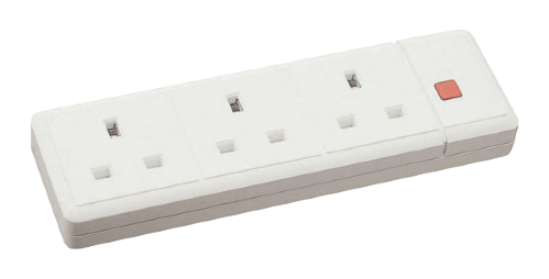 Scolmore ES008 - 13A 3 Gang Trailing Socket With Neon - White Essentials Scolmore - Sparks Warehouse