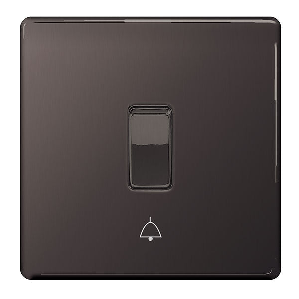 BG Nexus FBN14 Screwless Flat Plate Black Nickel Bell Push - DISCONTINUED - BG - sparks-warehouse