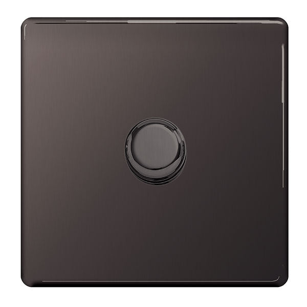 BG Nexus FBN81P Screwless Flat Plate Black Nickel 400W 1 Gang 2 Way Push Dimmer - BG - sparks-warehouse