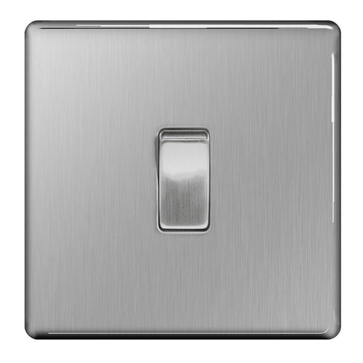 BG FBS13 Screwless Flat Plate Brushed Steel 10A Plate Intermediate Switch - BG - sparks-warehouse