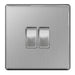 BG FBS42 Screwless Flat Plate Brushed Steel 10A 2 Gang 2 Way Plate Switch - BG - sparks-warehouse