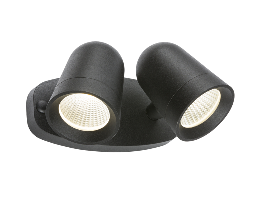 Knightsbridge FLTB 230V IP65 18W LED Black Twin Spot FloodLight Floodlight Knightsbridge - Sparks Warehouse