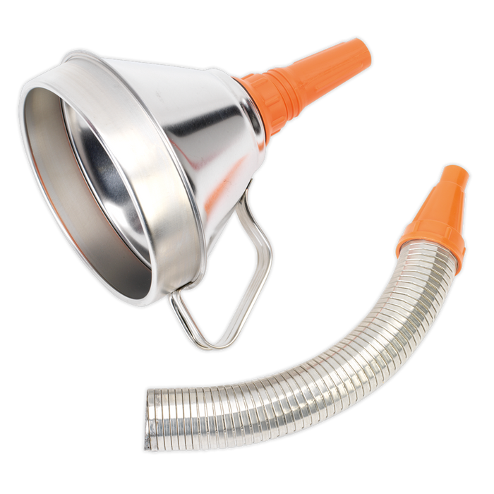 Sealey - FM16F Funnel Metal with Flexible Spout & Filter Ø160mm Lubrication Sealey - Sparks Warehouse
