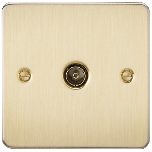 Knightsbridge FP0100BB Flat Plate 1G TV Outlet (NON-ISOLATED) - Brushed Brass TV Outlets Knightsbridge - Sparks Warehouse