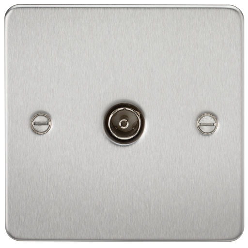 Knightsbridge FP0100BC Flat Plate 1G TV Outlet (NON-ISOLATED) - Brushed Chrome TV Outlets Knightsbridge - Sparks Warehouse