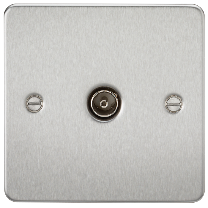 Knightsbridge FP0100BC Flat Plate 1G TV Outlet (NON-ISOLATED) - Brushed Chrome TV Outlets Knightsbridge - Sparks Warehouse