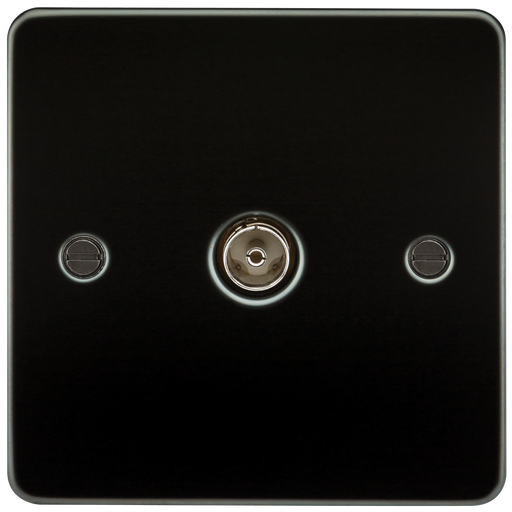 Knightsbridge FP0100GM Flat Plate 1G TV Outlet (non-isolated) - Gunmetal ML Knightsbridge - Sparks Warehouse