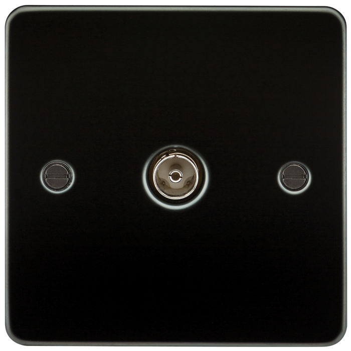 Knightsbridge FP0100GM Flat Plate 1G TV Outlet (non-isolated) - Gunmetal ML Knightsbridge - Sparks Warehouse