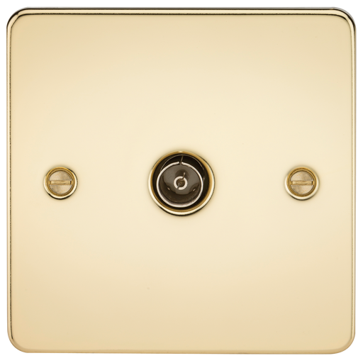 Knightsbridge FP0100PB Flat Plate 1G TV Outlet (NON-ISOLATED) - Polished Brass TV Outlets Knightsbridge - Sparks Warehouse