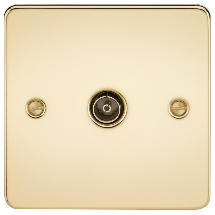 Knightsbridge FP0100PB Flat Plate 1G TV Outlet (NON-ISOLATED) - Polished Brass TV Outlets Knightsbridge - Sparks Warehouse