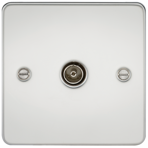 Knightsbridge FP0100PC Flat Plate 1G TV Outlet (NON-ISOLATED) - Polished Chrome TV Outlets Knightsbridge - Sparks Warehouse