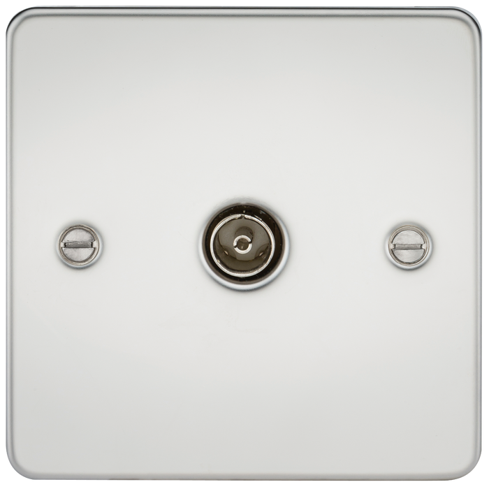 Knightsbridge FP0100PC Flat Plate 1G TV Outlet (NON-ISOLATED) - Polished Chrome TV Outlets Knightsbridge - Sparks Warehouse