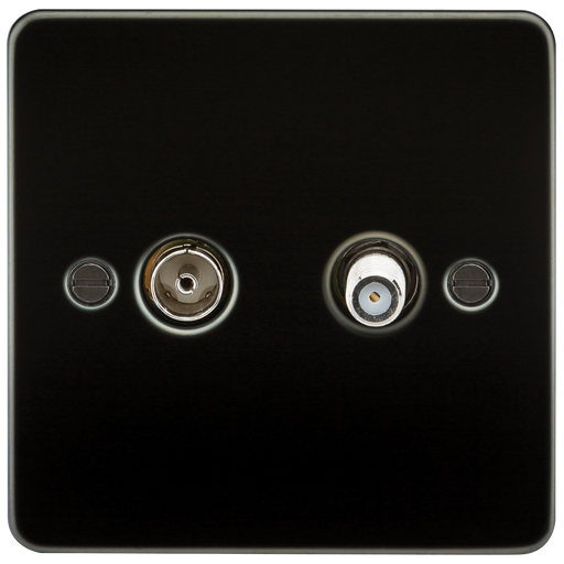 Knightsbridge FP0140GM Flat Plate TV & SAT TV Outlet (ISOLATED) - Gunmetal TV Outlets Knightsbridge - Sparks Warehouse