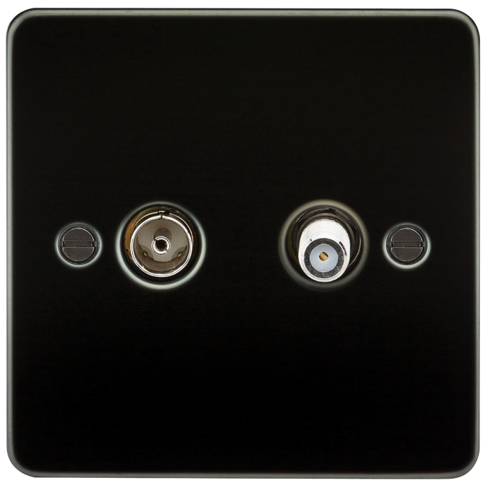 Knightsbridge FP0140GM Flat Plate TV & SAT TV Outlet (ISOLATED) - Gunmetal TV Outlets Knightsbridge - Sparks Warehouse