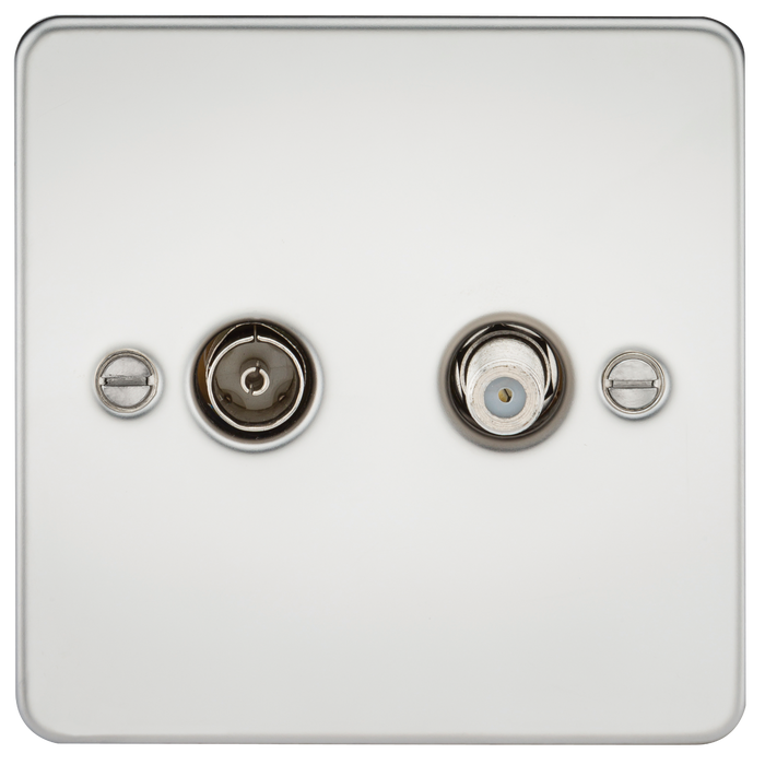 Knightsbridge FP0140PC Flat Plate TV & SAT TV Outlet (ISOLATED) - Polished Chrome TV Outlets Knightsbridge - Sparks Warehouse