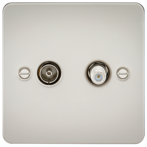 Knightsbridge FP0140PL Flat Plate TV & SAT TV Outlet (ISOLATED) - Pearl TV Outlets Knightsbridge - Sparks Warehouse