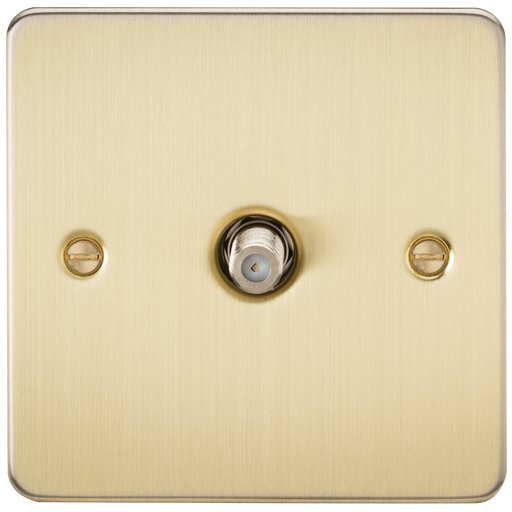 Knightsbridge FP0150BB Flat Plate 1G SAT TV Outlet (NON-ISOLATED) - Brushed Brass TV Outlets Knightsbridge - Sparks Warehouse
