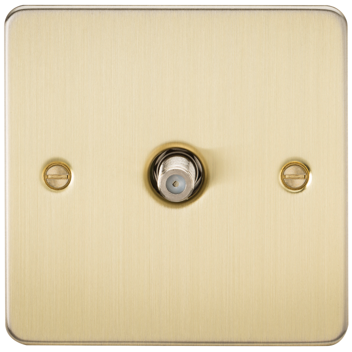 Knightsbridge FP0150BB Flat Plate 1G SAT TV Outlet (NON-ISOLATED) - Brushed Brass TV Outlets Knightsbridge - Sparks Warehouse