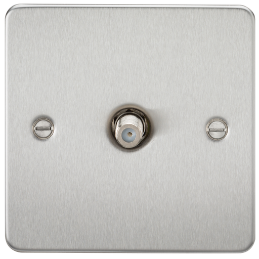 Knightsbridge FP0150BC Flat Plate 1G SAT TV Outlet (NON-ISOLATED) - Brushed Chrome TV Outlets Knightsbridge - Sparks Warehouse