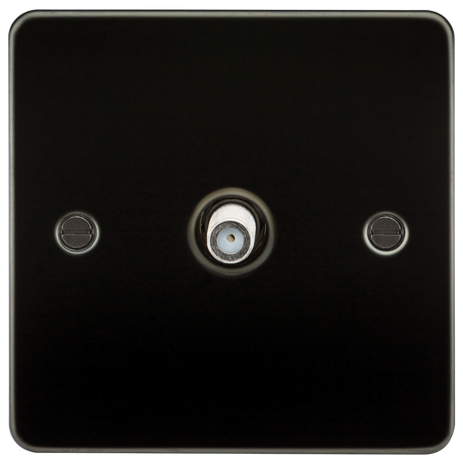 Knightsbridge FP0150GM Flat Plate 1G SAT TV Outlet (NON-ISOLATED) - Gunmetal TV Outlets Knightsbridge - Sparks Warehouse