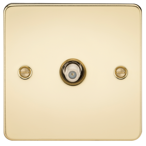 Knightsbridge FP0150PB Flat Plate 1G SAT TV Outlet (NON-ISOLATED) - Polished Brass TV Outlets Knightsbridge - Sparks Warehouse