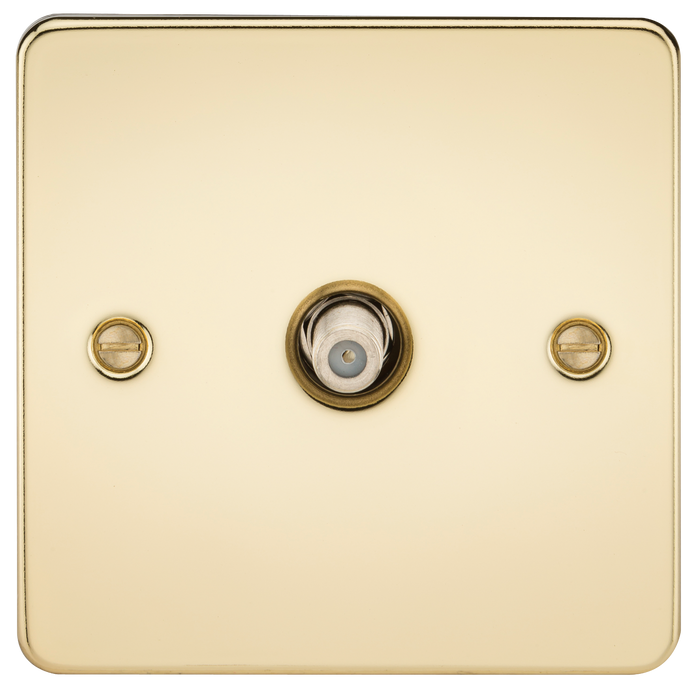 Knightsbridge FP0150PB Flat Plate 1G SAT TV Outlet (NON-ISOLATED) - Polished Brass TV Outlets Knightsbridge - Sparks Warehouse