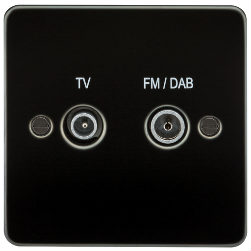 Knightsbridge FP0160GM Flat Plate SCREENED DIPLEX Outlet (TV & FM DAB) - Gunmetal TV Outlets Knightsbridge - Sparks Warehouse