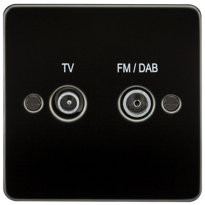 Knightsbridge FP0160GM Flat Plate SCREENED DIPLEX Outlet (TV & FM DAB) - Gunmetal TV Outlets Knightsbridge - Sparks Warehouse