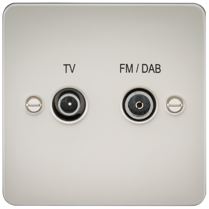 Knightsbridge FP0160PL Flat Plate SCREENED DIPLEX Outlet (TV & FM DAB) - Pearl TV Outlets Knightsbridge - Sparks Warehouse