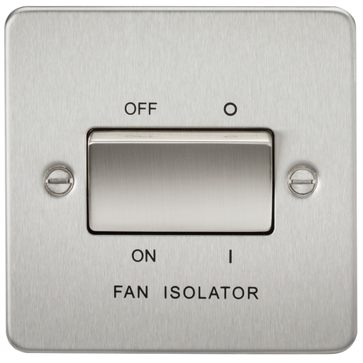 Knightsbridge FP1100BC Flat Plate 10A 3 POLE Fan Isolator Switch - Brushed Chrome Fan Isolator Switch Knightsbridge - Sparks Warehouse