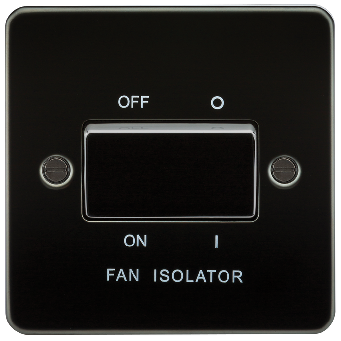 Knightsbridge FP1100GM Flat Plate 10A 3 POLE Fan Isolator Switch - Gunmetal Fan Isolator Switch Knightsbridge - Sparks Warehouse