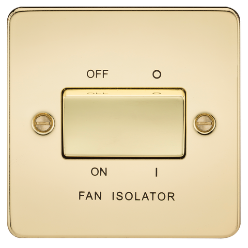 Knightsbridge FP1100PB Flat Plate 10A 3 POLE Fan Isolator Switch - Polished Brass Fan Isolator Switch Knightsbridge - Sparks Warehouse