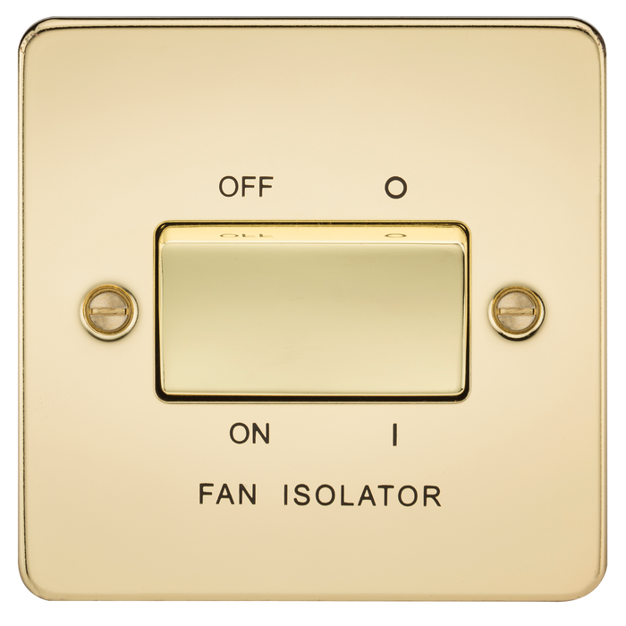 Knightsbridge FP1100PB Flat Plate 10A 3 POLE Fan Isolator Switch - Polished Brass Fan Isolator Switch Knightsbridge - Sparks Warehouse