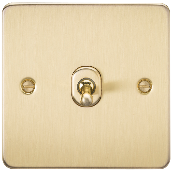 Knightsbridge FP1TOGBB Flat Plate 10A 1G 2 WAY Toggle Switch - Brushed Brass Switch Knightsbridge - Sparks Warehouse