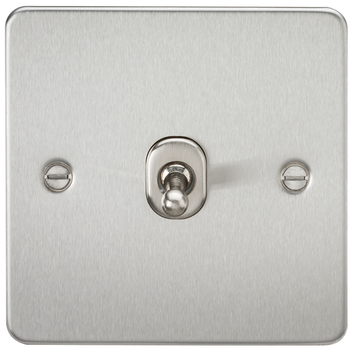 Knightsbridge FP1TOGBC Flat Plate 10A 1G 2 WAY Toggle Switch - Brushed Chrome Switch Knightsbridge - Sparks Warehouse