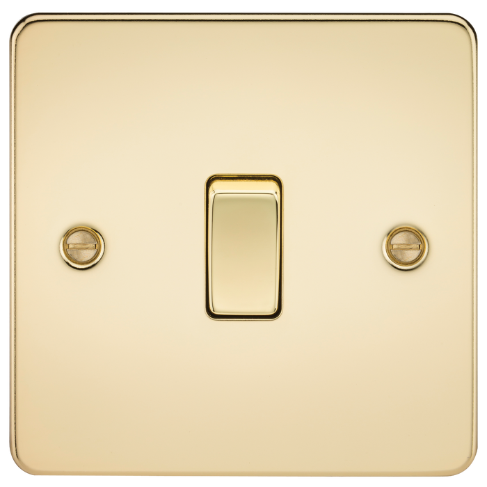 Knightsbridge FP2000PB Flat Plate 10A 1G 2 WAY Switch - Polished Brass Switch Knightsbridge - Sparks Warehouse
