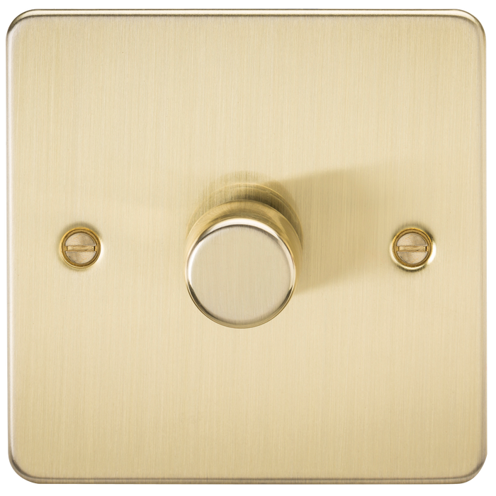 Knightsbridge FP2181BB Flat Plate 1G 2 Way LED Dimmer 40-200W - Brushed Brass Dimmer Switch Knightsbridge - Sparks Warehouse