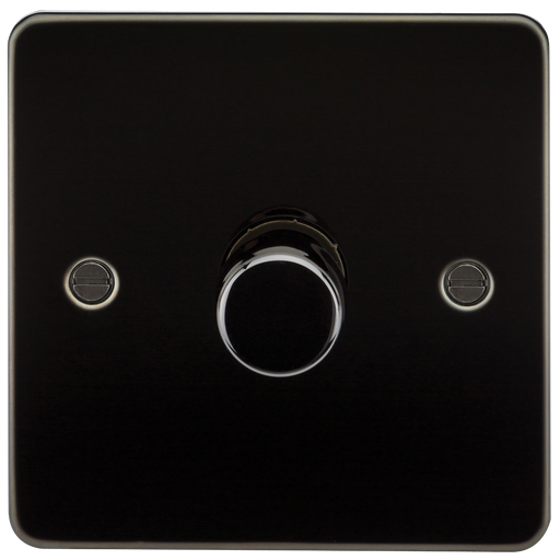 Knightsbridge FP2181GM Flat Plate 1G 2 way 10-200W (5-150W LED) trailing edge dimmer - Gunmetal Dimmer Switch Knightsbridge - Sparks Warehouse