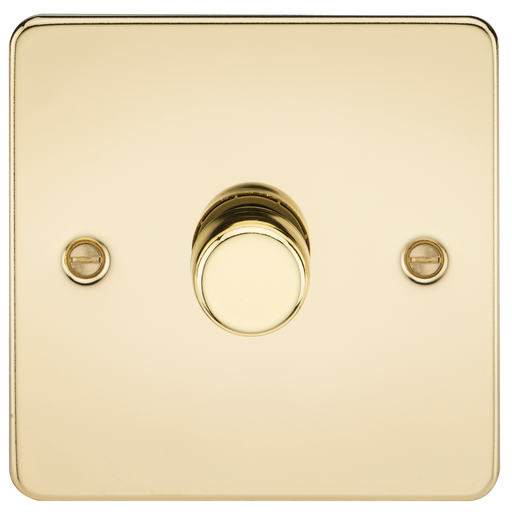 Knightsbridge FP2181PB Flat Plate 1G 2 WAY Dimmer 60-200W - Polished Brass Dimmer Switch Knightsbridge - Sparks Warehouse