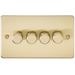 Knightsbridge FP2184BB Flat Plate 4G 2 way 10-200W (5-150W LED) trailing edge dimmer - Brushed Brass Dimmer Switch Knightsbridge - Sparks Warehouse