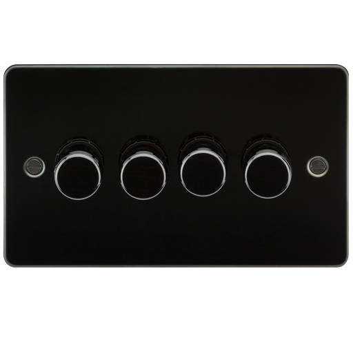 Knightsbridge FP2164GM Flat Plate 4G 2 WAY Dimmer 60-400W - Gunmetal Dimmer Switch Knightsbridge - Sparks Warehouse